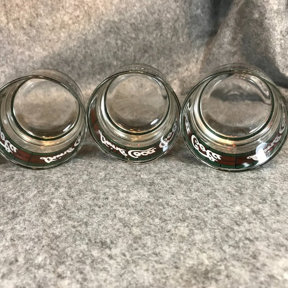 6 Coca Cola Glasses Vintage Tiffany Style Stained "Drink Coca Cola" Glass - Picture 8 of 12